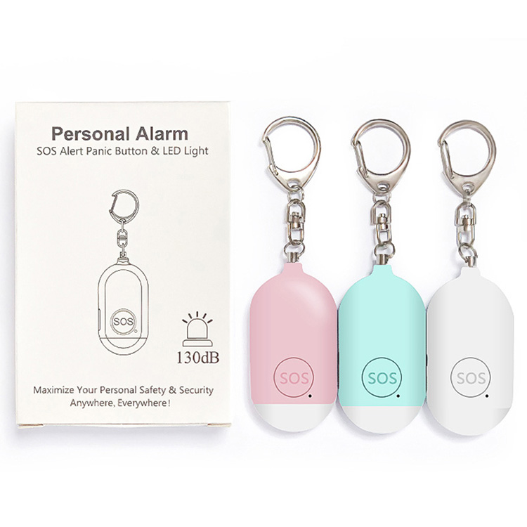 130dB Recharge Emergency Personal nga Alarm nga adunay LED Flashlight Personal Security Alarm Keychain