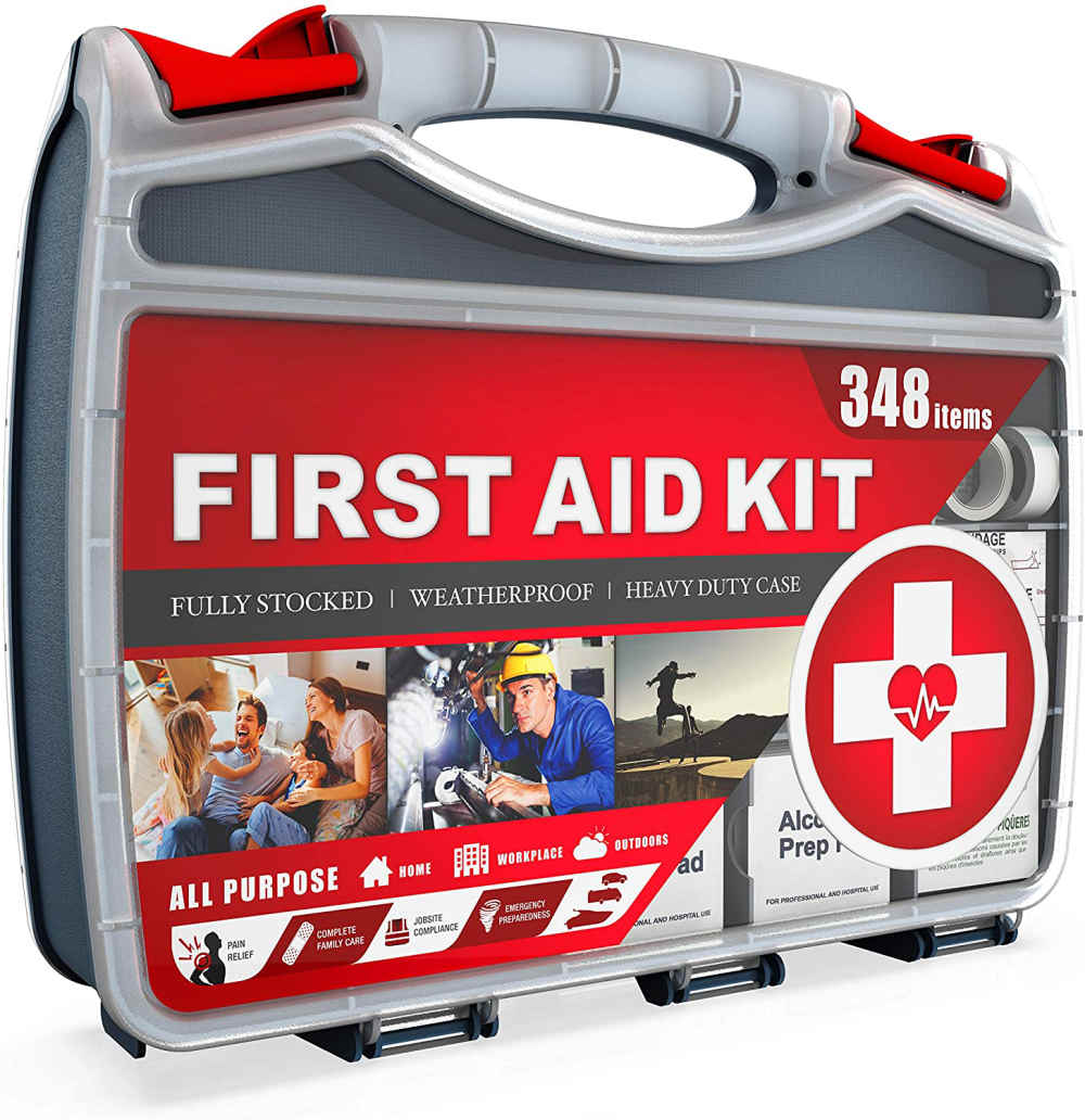 2-in-1Heavy-Duty Dual-Sided Hardcase First Aid Kit Naglangkob sa 348 Piece First Aid Kit