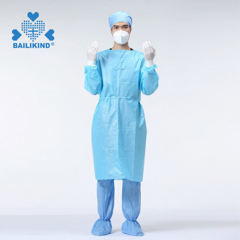 Ang kalainan tali sa Disposable blue white cleanroom isolation gowns ug protective clothing