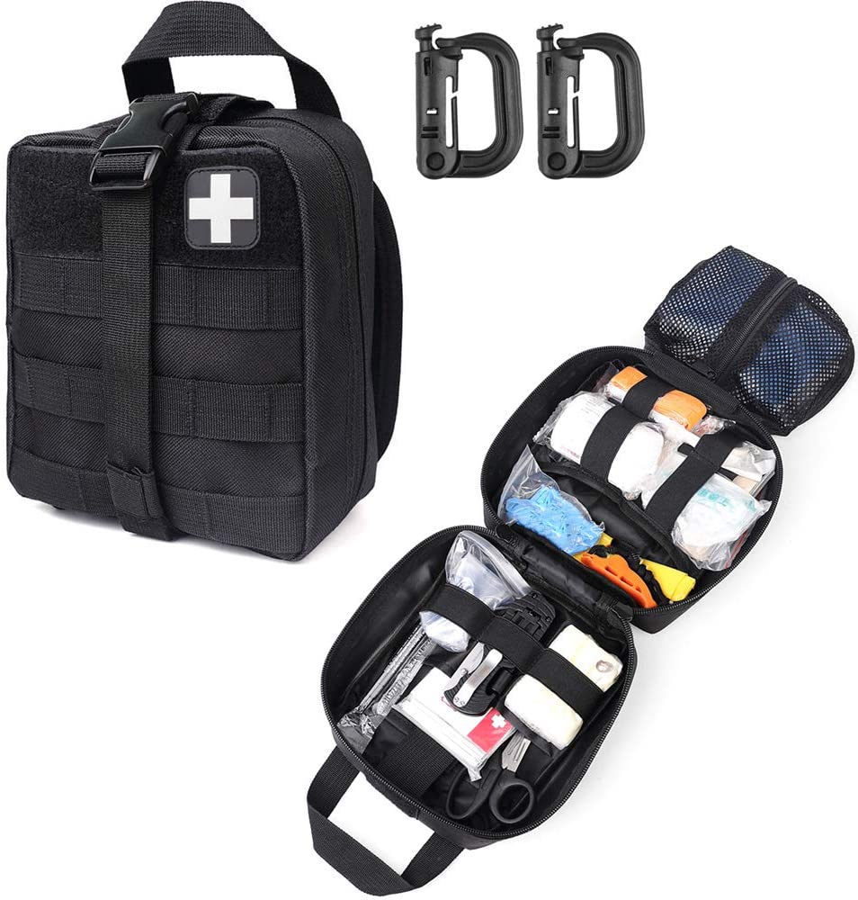 Ang BlackTactical First Aid Military Medical Pouch Naglakip sa Red Cross Patch