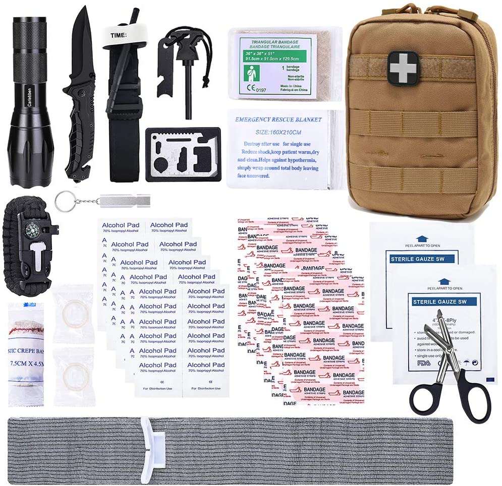 Brown nga First Aid Pouch nga May Survival Medical Supplies