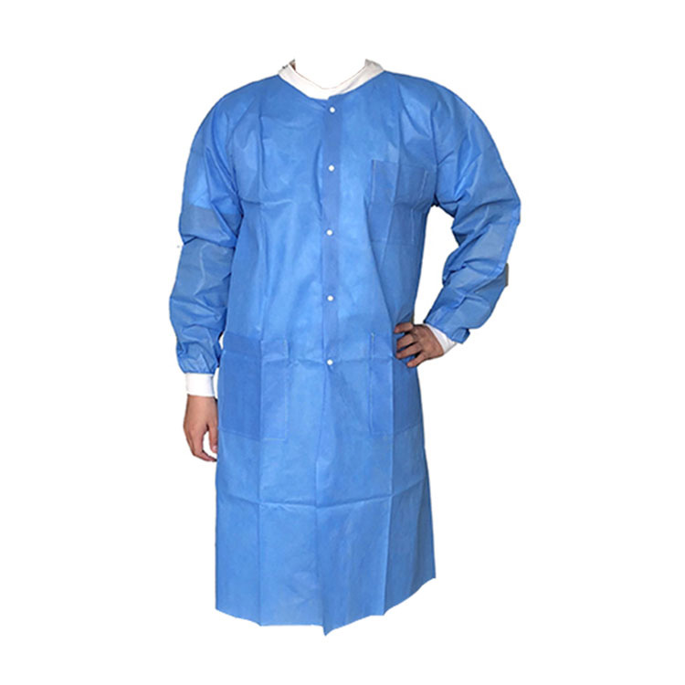 Disposable Pp ug Pe Nonwoven Acid Resistant Medical Blue Lab Coat