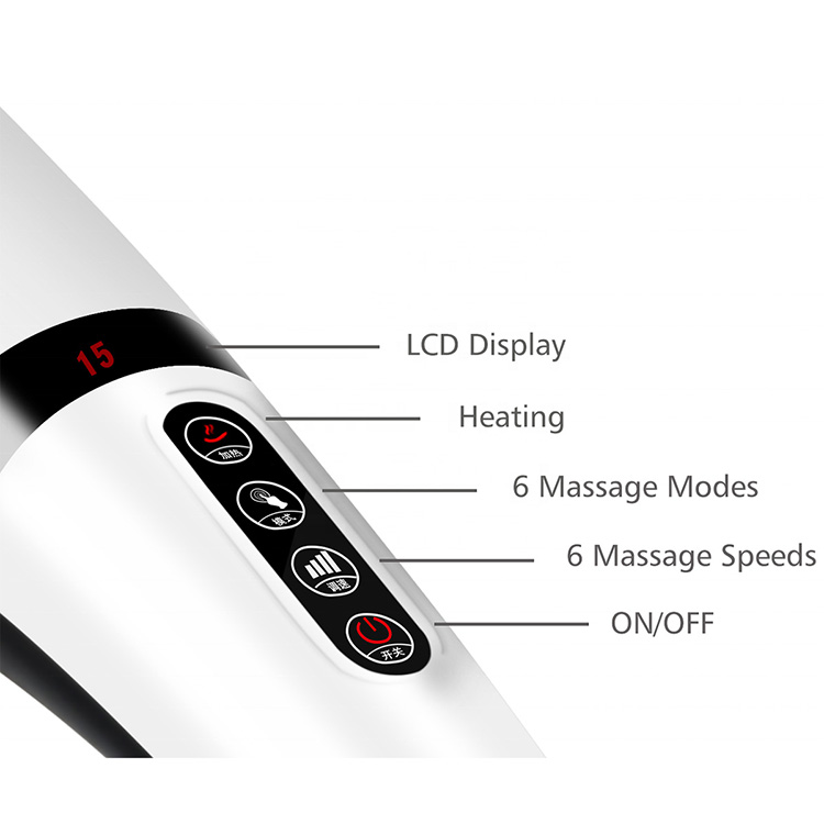 Electric Full Body Handheld Percussion Massager Heat Massage Hammer nga adunay 5 Massage Head