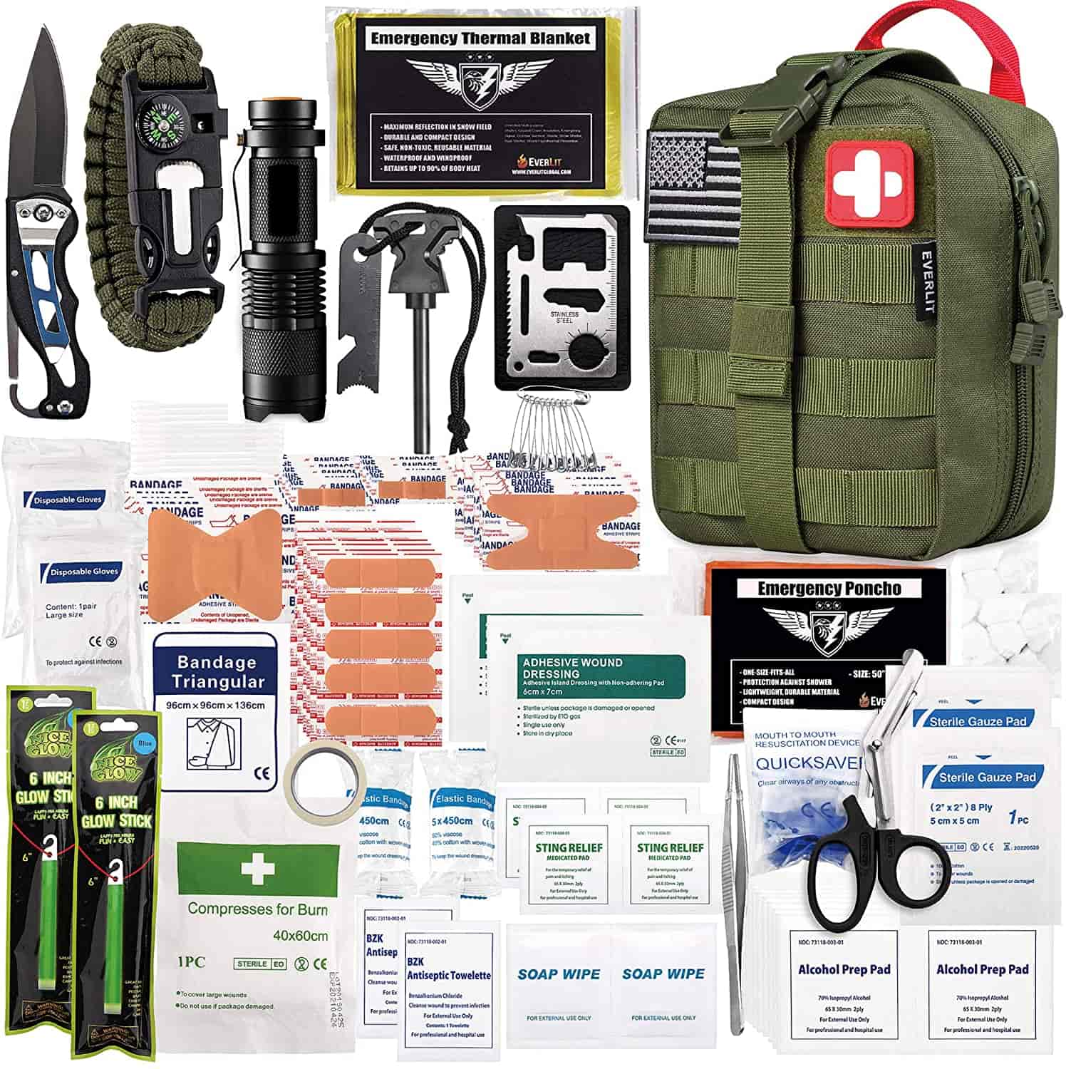 Green Survival First Aid Kit Naglangkob sa 250 Piece First Aid Kit