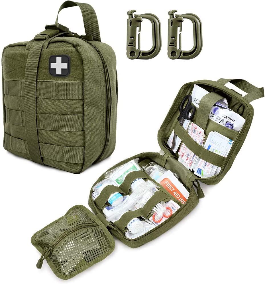 Ang Green Tactical First Aid Military Medical Pouch Naglakip sa Red Cross Patch