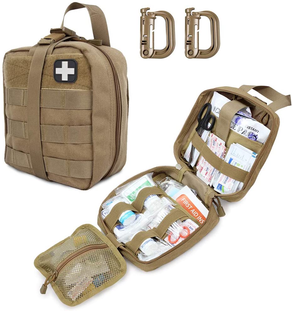 Ang Khaki Tactical First Aid Military Medical Pouch Naglakip sa Red Cross Patch