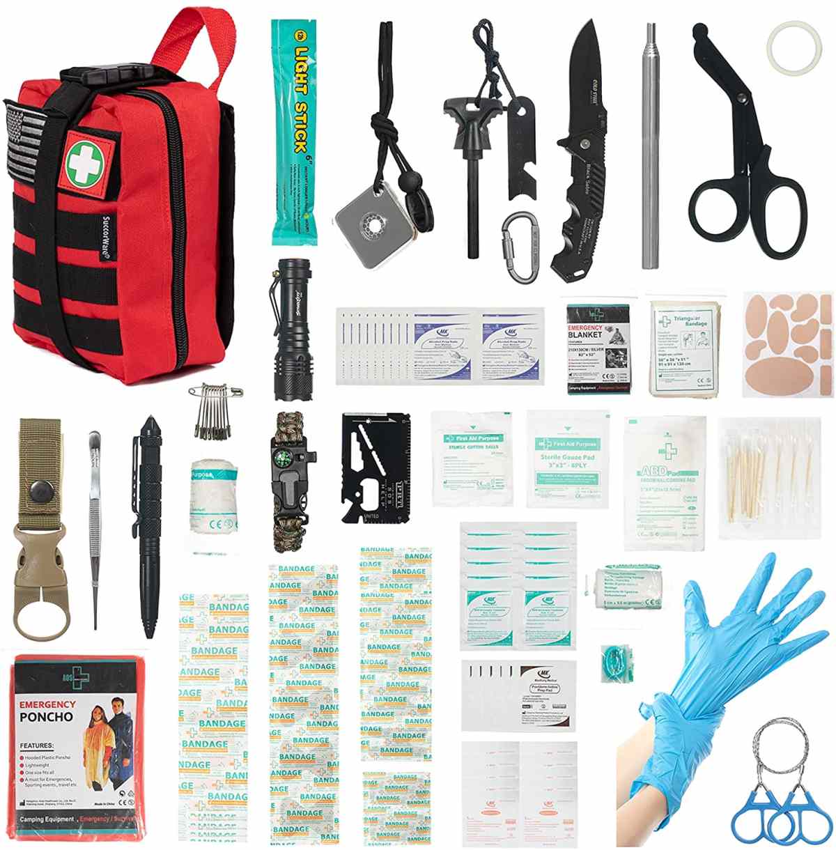 Pula nga Multi-Purpose First Aid Survival Gear para sa Camping