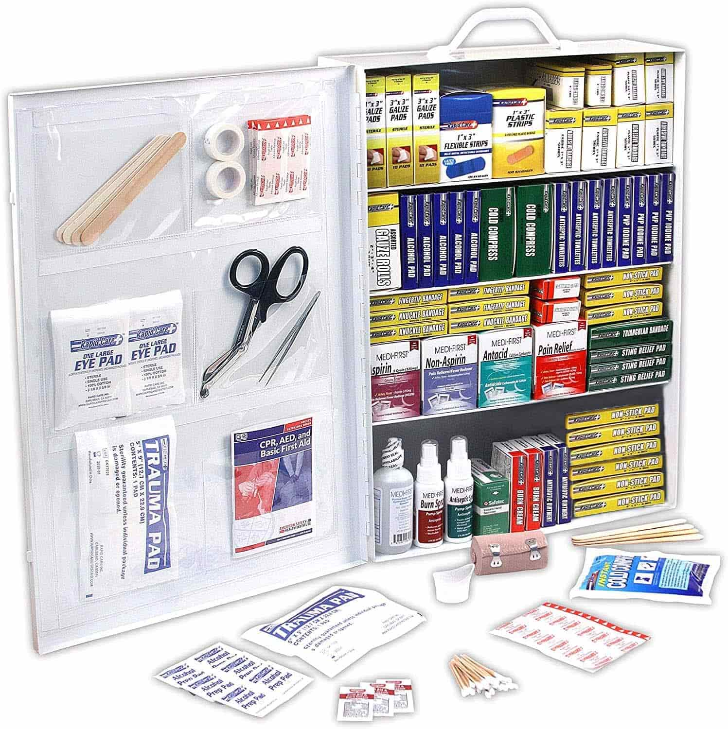Wall Mountable 4 Shelf First Aid Kit Cabinet Adunay 1100 ka piraso